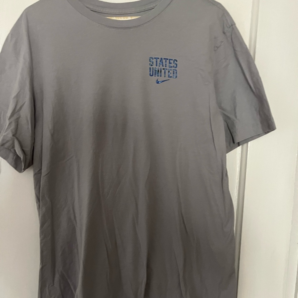 Nike Men's Gray Tee with Blue Logo
